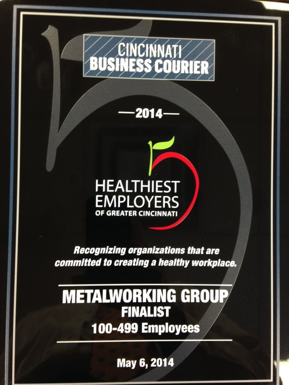 Healthiest Employers of Cincinnati Award - MetalWorking Group
